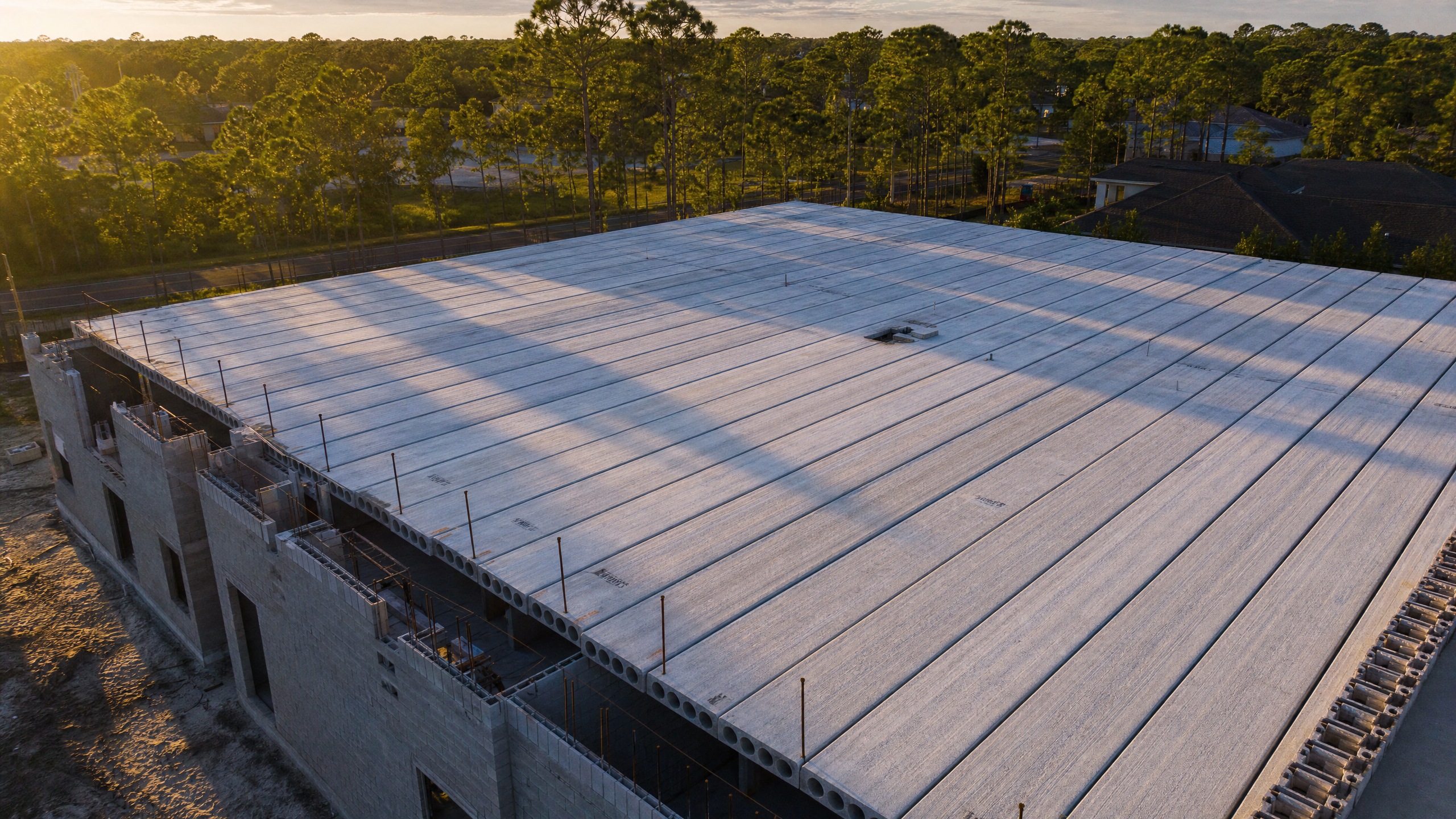 Hollowcore precast floor deck installed on Florida building