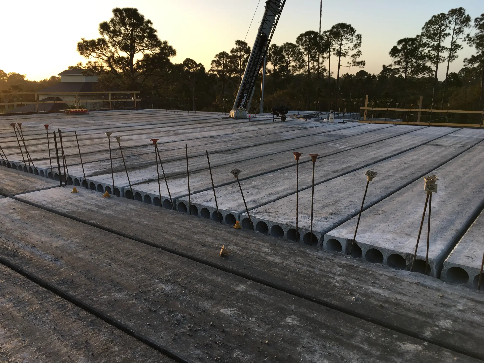 Aerial view of hollowcore floor deck showing parallel planks